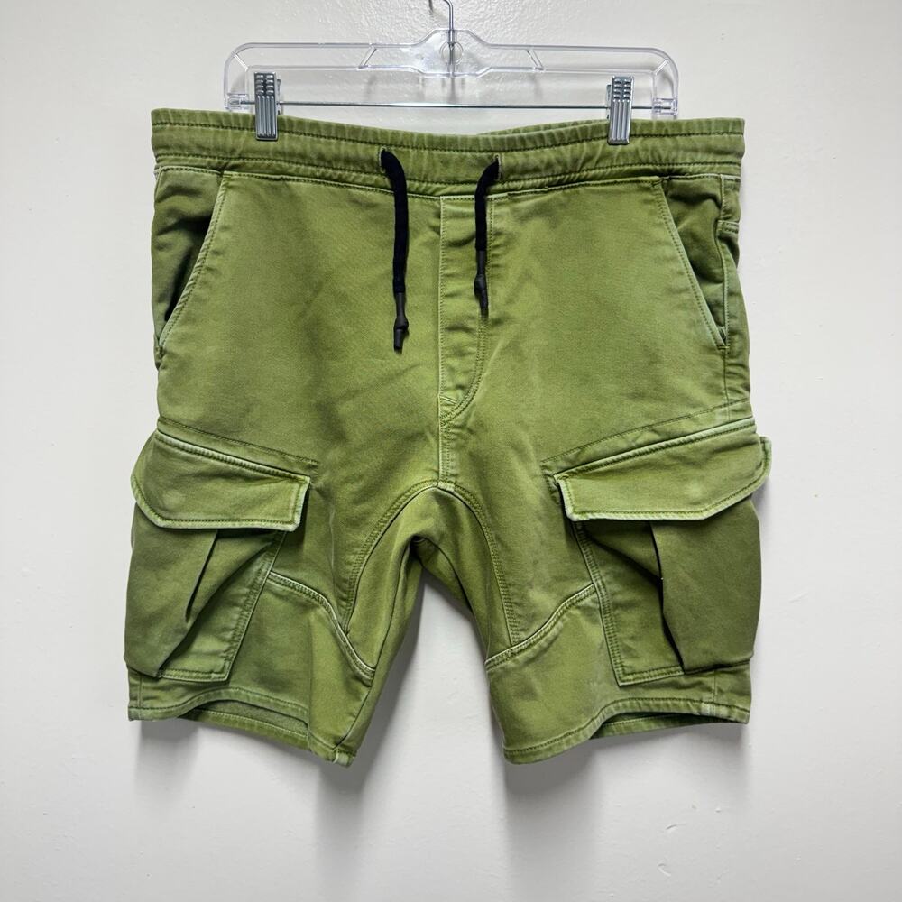 ZARA MAN Cargo Shorts Men 32 Olive Green Utility Military Pockets Drawstring